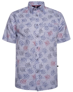 KAM Leaf Pattern Shirt Denim